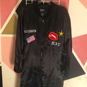 Black patchwork satin dress/jacket. Sz 1x